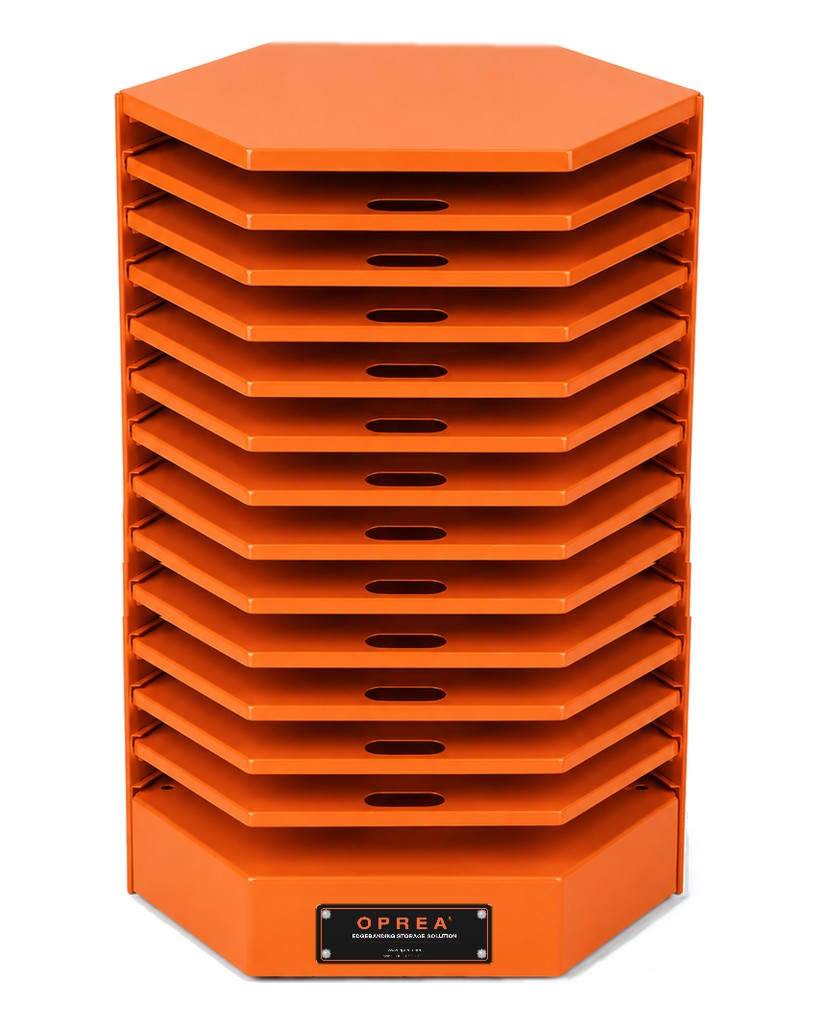 OPREA 12-tray compact edgebanding storage tower - Orange